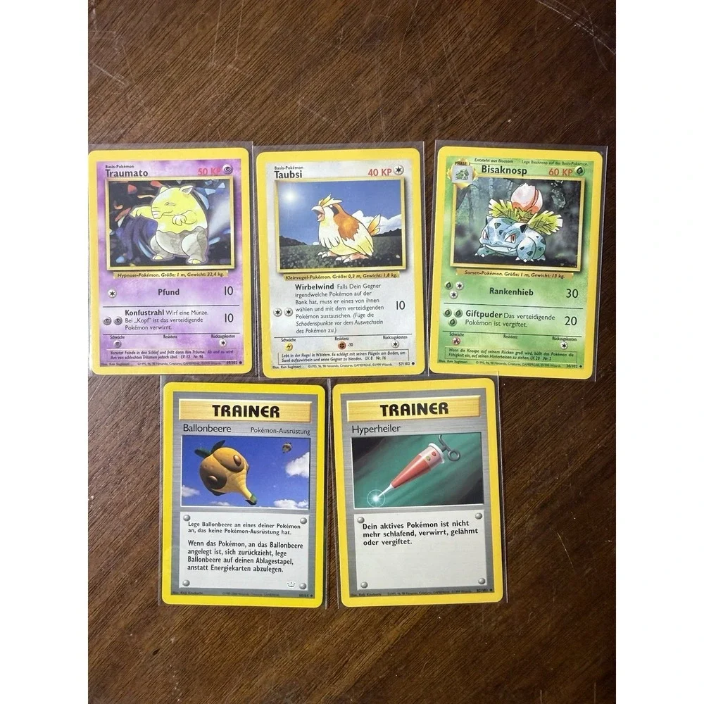 Lot of 5 Vintage Pokemon Cards (German)‎ Ivysaur Drowzee Pidgey & 2 Trainers
